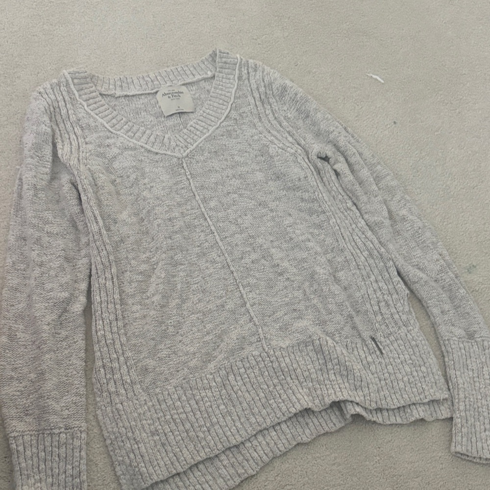 Abercrombie Light Gray V-Neck Sweater
